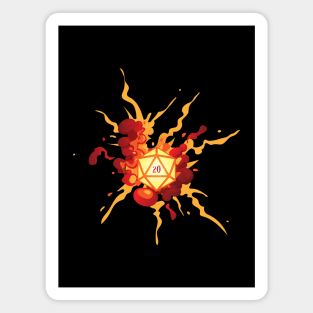 Critical Hit Exploding D20 Dice Tabletop RPG Magnet